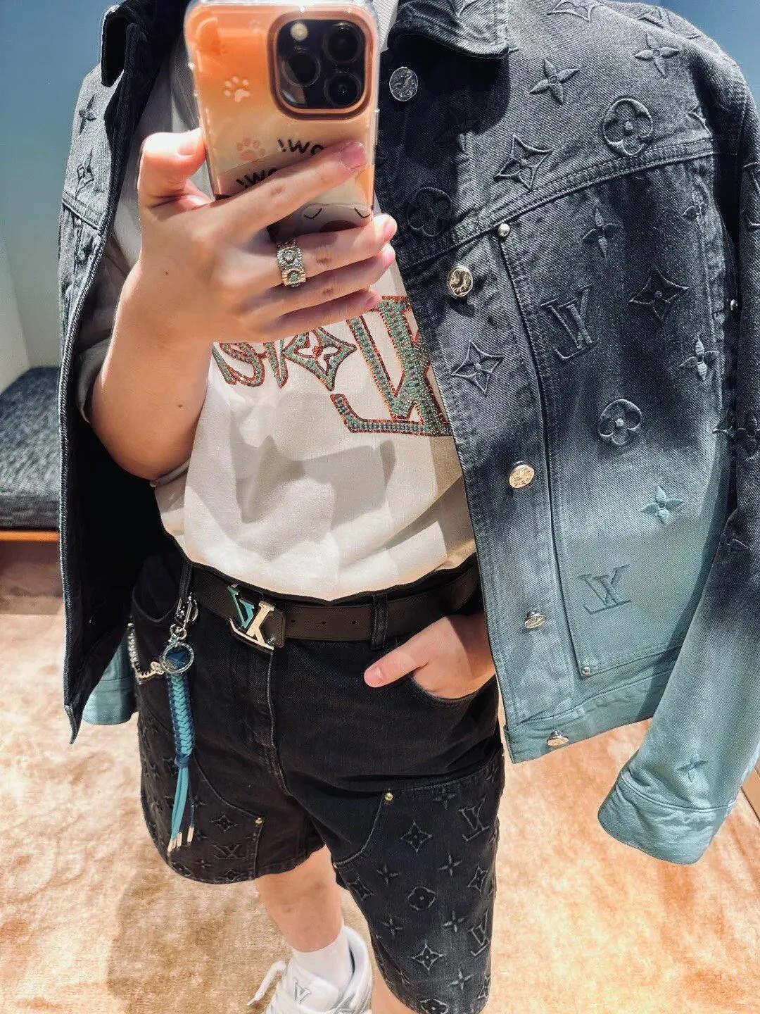 Louis Vuitton/Louis Vuitton presbyopic gradient embroidered denim jacket